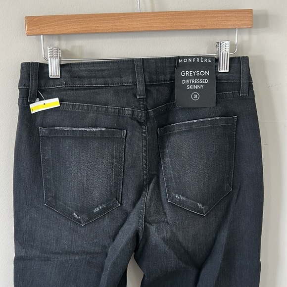 MONFRERE Greyson Distressed Skinny Jean Slash Rodium Black Mens Sz 31 NEW - Picture 9 of 16